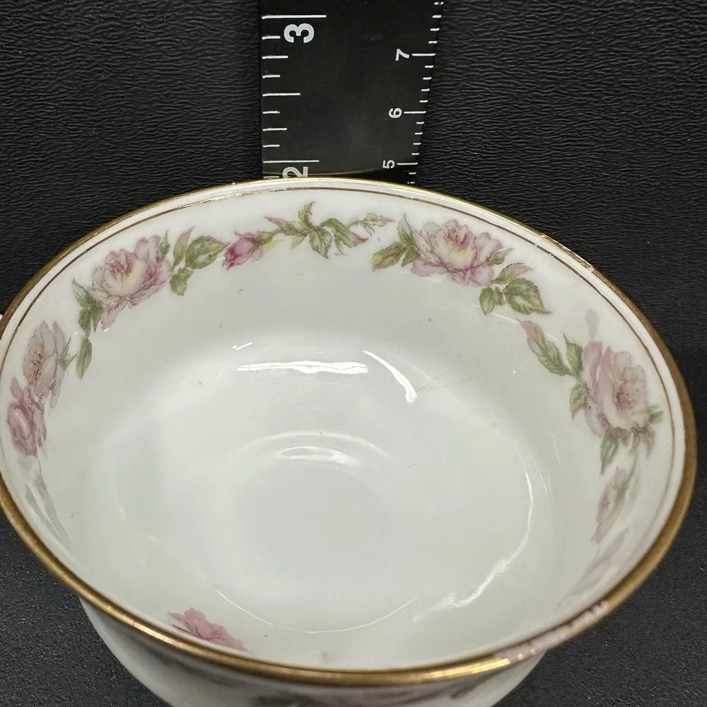 Haviland Limoges 'The Amstel' Bouillon Cups, Gold Pink Roses, Antique, Set of 2
